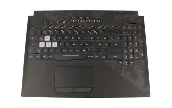 Clavier incl. topcase DE (allemand) noir/noir avec rétro-éclairage original pour Asus ROG Strix GL504GM