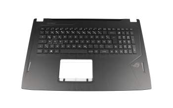 Clavier incl. topcase DE (allemand) noir/noir avec rétro-éclairage original pour Asus ROG Strix GL702VI