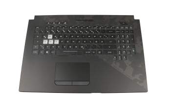 Clavier incl. topcase DE (allemand) noir/noir avec rétro-éclairage original pour Asus ROG Strix GL704GM