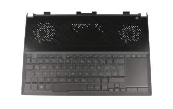 Clavier incl. topcase DE (allemand) noir/noir avec rétro-éclairage original pour Asus ROG Zephyrus S GX531GM