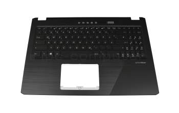 Clavier incl. topcase DE (allemand) noir/noir avec rétro-éclairage original pour Asus X570DD