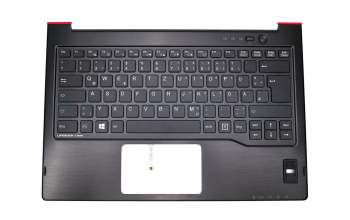 Clavier incl. topcase DE (allemand) noir/noir avec rétro-éclairage original pour Fujitsu LifeBook U772