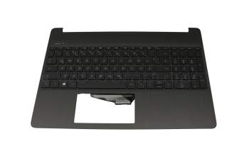 Clavier incl. topcase DE (allemand) noir/noir avec rétro-éclairage original pour HP 15s-fq0000