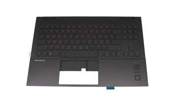 Clavier incl. topcase DE (allemand) noir/noir avec rétro-éclairage original pour HP Omen 15-ek0000