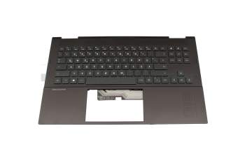 Clavier incl. topcase DE (allemand) noir/noir avec rétro-éclairage original pour HP Omen 16-c0000