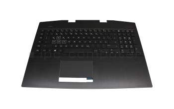 Clavier incl. topcase DE (allemand) noir/noir avec rétro-éclairage original pour HP Omen 17-cb0000