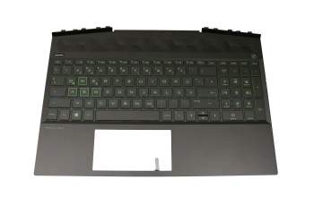 Clavier incl. topcase DE (allemand) noir/noir avec rétro-éclairage original pour HP Pavilion Gaming 15-dk0000