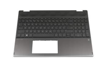 Clavier incl. topcase DE (allemand) noir/noir avec rétro-éclairage original pour HP Pavilion X360 15-dq1000