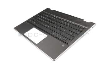 Clavier incl. topcase DE (allemand) noir/noir avec rétro-éclairage original pour HP Pavilion x360 14-cd1700