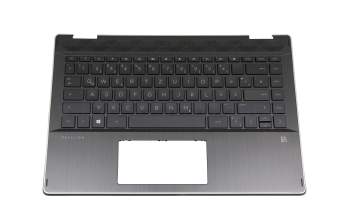 Clavier incl. topcase DE (allemand) noir/noir avec rétro-éclairage original pour HP Pavilion x360 14-dh0200