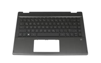 Clavier incl. topcase DE (allemand) noir/noir avec rétro-éclairage original pour HP Pavilion x360 14-dh0900