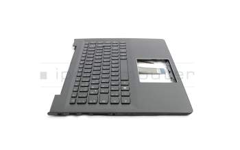 Clavier incl. topcase DE (allemand) noir/noir avec rétro-éclairage original pour Lenovo IdeaPad 300s-14ISK (80Q4)