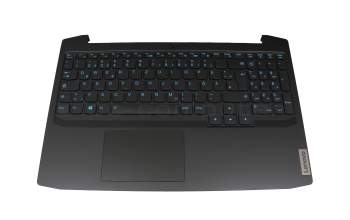 Clavier incl. topcase DE (allemand) noir/noir avec rétro-éclairage original pour Lenovo IdeaPad Gaming 3-15ARH05 (82EY)