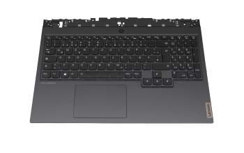 Clavier incl. topcase DE (allemand) noir/noir avec rétro-éclairage original pour Lenovo Legion 5-15ARH05 (82B5)