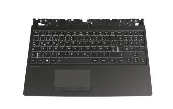 Clavier incl. topcase DE (allemand) noir/noir avec rétro-éclairage original pour Lenovo Legion Y530-15ICH (81FV/81GT/81M7/81LB)