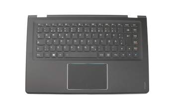 Clavier incl. topcase DE (allemand) noir/noir avec rétro-éclairage original pour Lenovo Yoga 3 1470 (80JH)