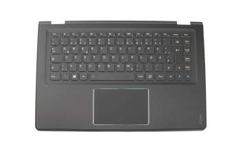 Clavier incl. topcase DE (allemand) noir/noir avec rétro-éclairage original pour Lenovo Yoga 3 1470 (80KQ)