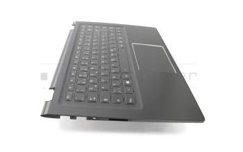 Clavier incl. topcase DE (allemand) noir/noir avec rétro-éclairage original pour Lenovo Yoga 3 1470 (80KQ)