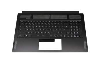 Clavier incl. topcase DE (allemand) noir/noir avec rétro-éclairage original pour MSI GS76 Stealth 11UH/11UG/11UE (MS-17M1)