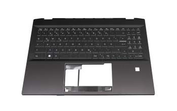 Clavier incl. topcase DE (allemand) noir/noir avec rétro-éclairage original pour MSI Summit E16 Flip A12UCT/A12UDT