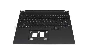 Clavier incl. topcase DE (allemand) noir/noir avec rétro-éclairage original pour Medion Erazer Major X10 (N68630)