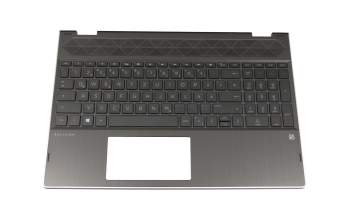 Clavier incl. topcase DE (allemand) noir/noir avec rétro-éclairage pour HP Pavilion x360 15-cr0900
