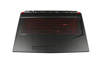 Clavier incl. topcase DE (allemand) noir/noir avec rétro-éclairage rétroéclairage rouge original pour MSI GL73 7RD (MS-17C4)