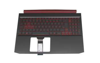 Clavier incl. topcase DE (allemand) noir/noir/rouge avec rétro-éclairage original pour Acer Nitro 5 (AN515-43)