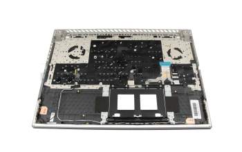 Clavier incl. topcase DE (allemand) noir/noir/transparent /gris avec rétro-éclairage original pour Asus ROG Strix Scar 18 G834JZR