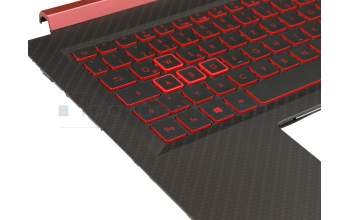 Clavier incl. topcase DE (allemand) noir/rouge/noir avec rétro-éclairage (Nvidia 1050) original pour Acer Nitro 5 (AN515-52)