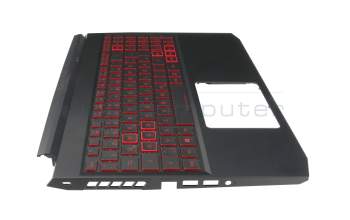 Clavier incl. topcase DE (allemand) noir/rouge/noir avec rétro-éclairage original pour Acer Nitro 5 (AN515-55)