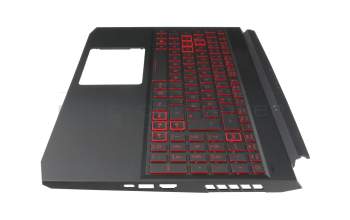 Clavier incl. topcase DE (allemand) noir/rouge/noir avec rétro-éclairage original pour Acer Nitro 5 (AN515-55)