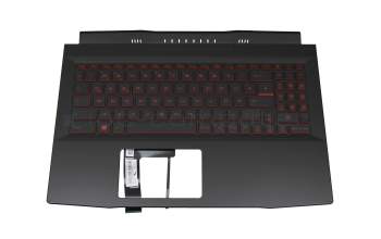 Clavier incl. topcase DE (allemand) noir/rouge/noir avec rétro-éclairage original pour MSI GF66 Katana 11UC/11UD/11SC (MS-1582)