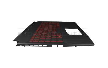 Clavier incl. topcase DE (allemand) noir/rouge/noir avec rétro-éclairage original pour MSI GF66 Katana 11UC/11UD/11SC (MS-1582)