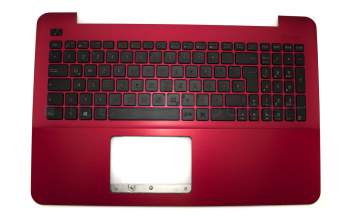 Clavier incl. topcase DE (allemand) noir/rouge original pour Asus F555LP