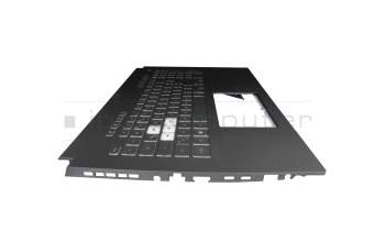 Clavier incl. topcase DE (allemand) noir/transparent/gris avec rétro-éclairage original pour Asus FX707ZR