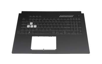 Clavier incl. topcase DE (allemand) noir/transparent/gris avec rétro-éclairage original pour Asus TUF Gaming F17 FX707ZR
