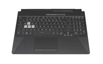 Clavier incl. topcase DE (allemand) noir/transparent/noir avec rétro-éclairage original pour Asus FX506HEB