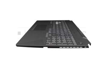 Clavier incl. topcase DE (allemand) noir/transparent/noir avec rétro-éclairage original pour Asus FX506HEB