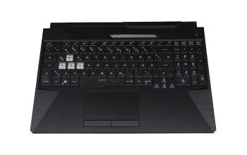 Clavier incl. topcase DE (allemand) noir/transparent/noir avec rétro-éclairage original pour Asus FX506LHB
