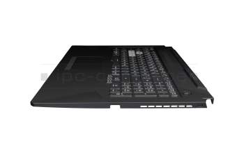 Clavier incl. topcase DE (allemand) noir/transparent/noir avec rétro-éclairage original pour Asus FX706HC