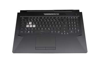Clavier incl. topcase DE (allemand) noir/transparent/noir avec rétro-éclairage original pour Asus FX706HE