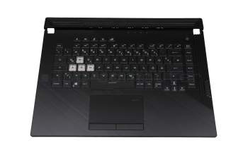 Clavier incl. topcase DE (allemand) noir/transparent/noir avec rétro-éclairage original pour Asus ROG Strix G531GV