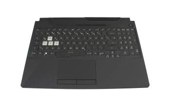 Clavier incl. topcase DE (allemand) noir/transparent/noir avec rétro-éclairage original pour Asus TUF A15 FA506IC