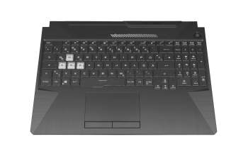 Clavier incl. topcase DE (allemand) noir/transparent/noir avec rétro-éclairage original pour Asus TUF A15 FA506IU