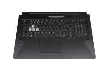 Clavier incl. topcase DE (allemand) noir/transparent/noir avec rétro-éclairage original pour Asus TUF A17 FA706IH