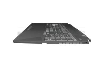 Clavier incl. topcase DE (allemand) noir/transparent/noir avec rétro-éclairage original pour Asus TUF F15 FX506LU