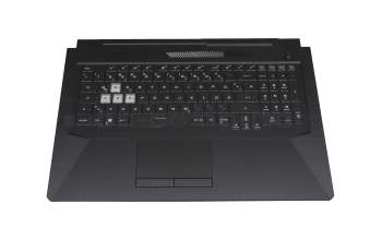 Clavier incl. topcase DE (allemand) noir/transparent/noir avec rétro-éclairage original pour Asus TUF Gaming A17 FA706IU