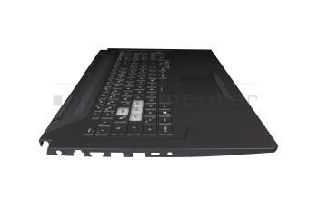 Clavier incl. topcase DE (allemand) noir/transparent/noir avec rétro-éclairage original pour Asus TUF Gaming A17 FA706IU