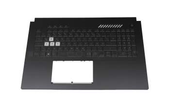 Clavier incl. topcase DE (allemand) noir/transparent/noir avec rétro-éclairage original pour Asus TUF Gaming A17 FA707RR